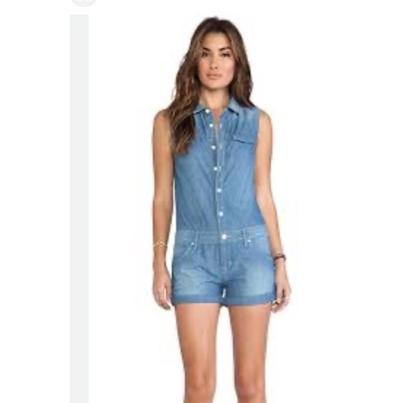 Hudson NWT Jeans Women's Denim Blue Button-Down Harmony Romper sz S